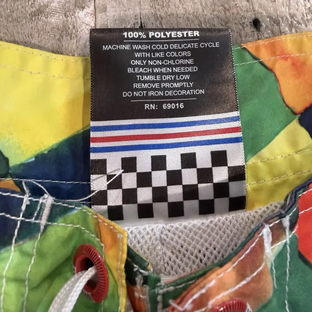 Mambo Australia Board Shorts MED Colorblock Surf Swim Trunks Y2K Retro